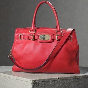 Michael Kors Hamilton Satchel Mandarin Orange Pebbled Leather Gold Hardware  EUC